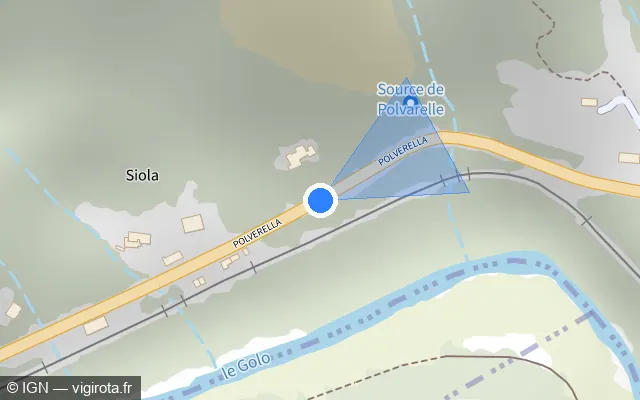 Vue plan de l'emplacement du radar fixe à Volpajola