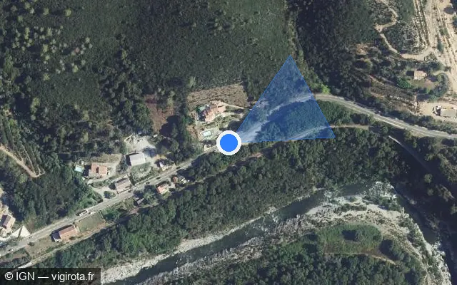 Vue satellite de l'emplacement du radar fixe à Volpajola