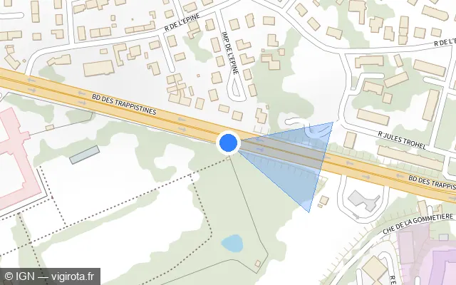 Vue plan de l'emplacement du radar fixe à Laval