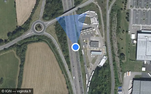 Vue satellite de l'emplacement du radar fixe à La Maxe