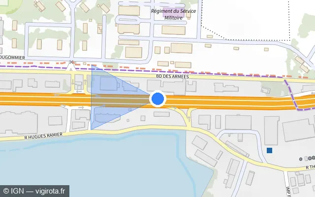 Vue plan de l'emplacement du radar fixe à Pointe-à-Pitre