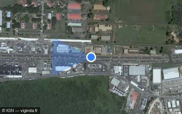 Vue satellite de l'emplacement du radar fixe à Pointe-à-Pitre