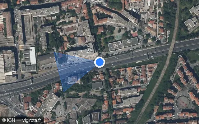 Vue satellite de l'emplacement du radar fixe à Marseille