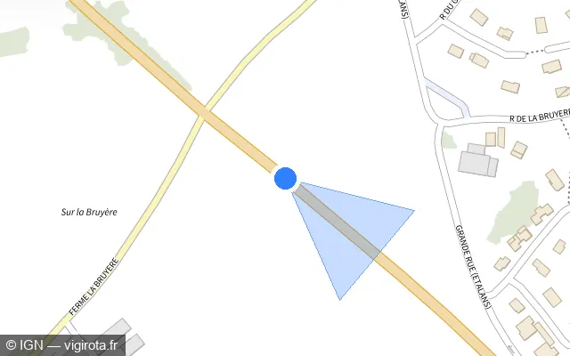 Vue plan de l'emplacement du radar fixe à Fallerans