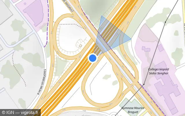 Vue plan de l'emplacement du radar fixe à Corbeil-Essonnes