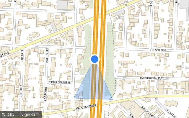 Vue plan de l'emplacement du radar fixe à Maisons-Alfort