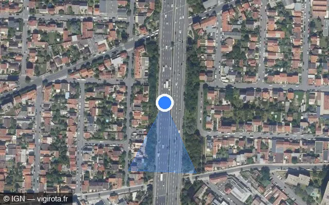 Vue satellite de l'emplacement du radar fixe à Maisons-Alfort