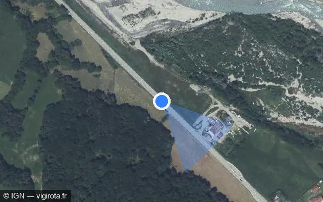 Vue satellite de l'emplacement du radar fixe à Poligny