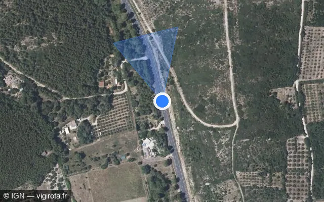 Vue satellite de l'emplacement du radar fixe à Marguerittes