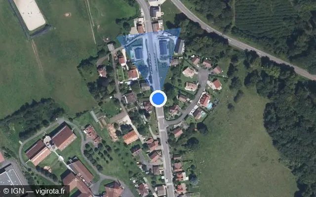Vue satellite de l'emplacement du radar fixe à Luxeuil-les-Bains
