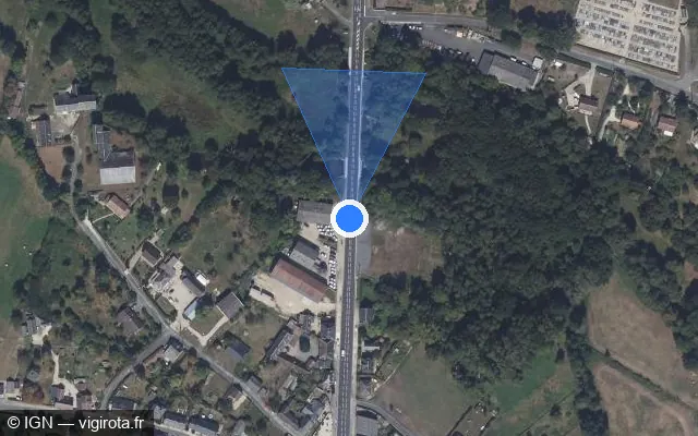 Vue satellite de l'emplacement du radar fixe à La Chapelle-d'Angillon