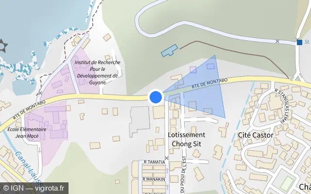 Vue plan de l'emplacement du radar fixe à Cayenne