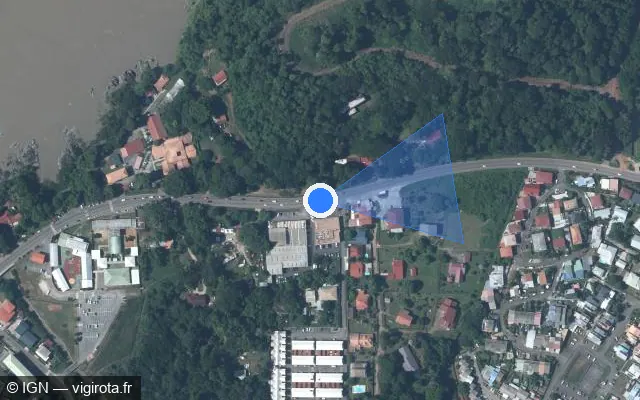 Vue satellite de l'emplacement du radar fixe à Cayenne