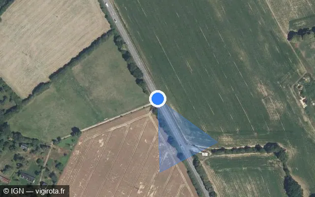 Vue satellite de l'emplacement du radar fixe à Le Châtellier