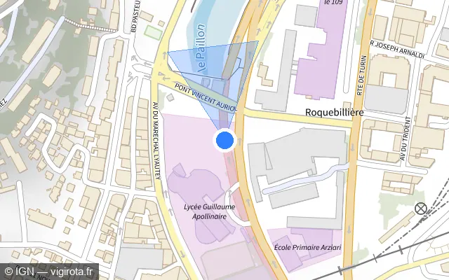 Vue plan de l'emplacement du radar fixe à Nice