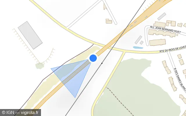 Vue plan de l'emplacement du radar fixe à Lèves