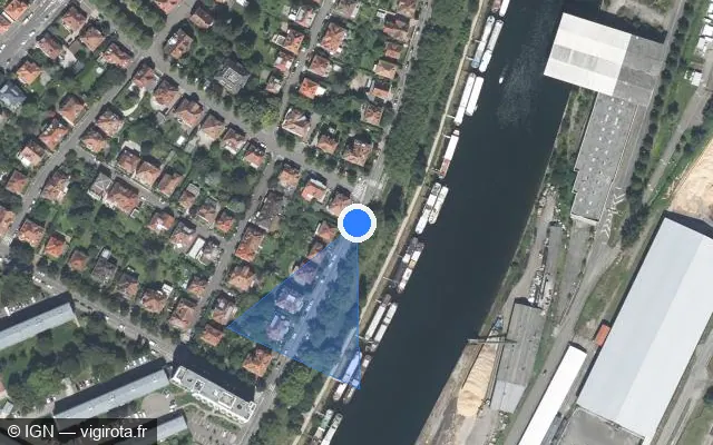 Vue satellite de l'emplacement du radar fixe à Strasbourg