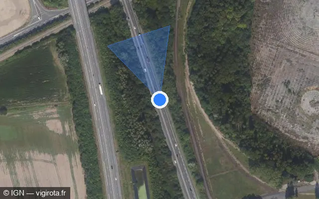 Vue satellite de l'emplacement du radar fixe à Mours