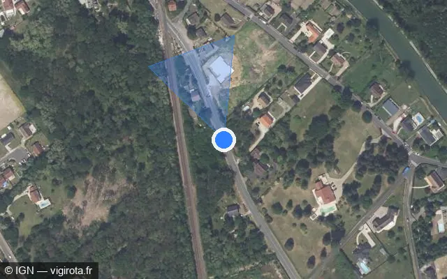 Vue satellite de l'emplacement du radar fixe à Conflans-sur-Loing