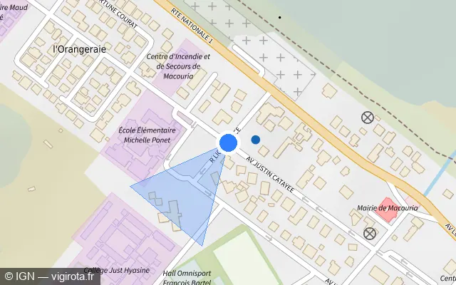 Vue plan de l'emplacement du radar fixe à Macouria