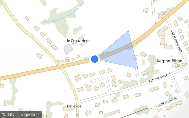 Vue plan de l'emplacement du radar fixe à Le Merzer