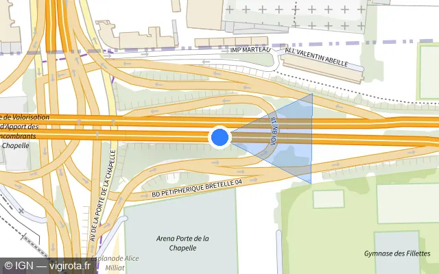 Vue plan de l'emplacement du radar fixe à Aubervilliers