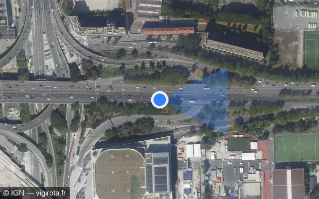 Vue satellite de l'emplacement du radar fixe à Aubervilliers