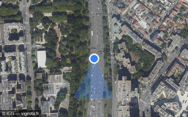 Vue satellite de l'emplacement du radar fixe à Bagnolet