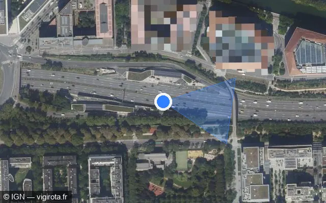 Vue satellite de l'emplacement du radar fixe à Aubervilliers