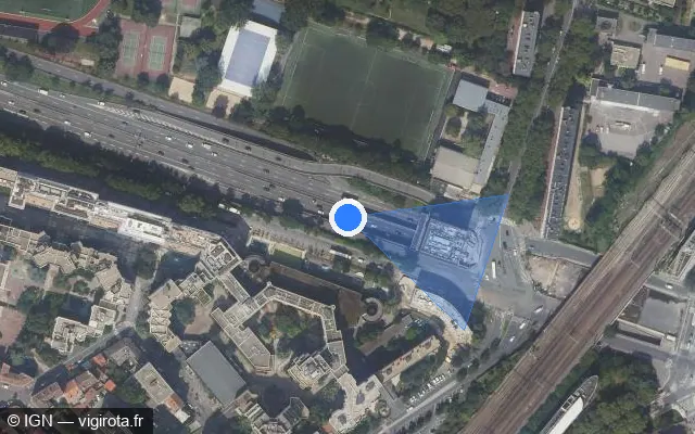Vue satellite de l'emplacement du radar fixe à Vanves
