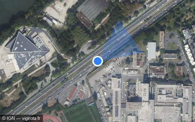 Vue satellite de l'emplacement du radar fixe à Colombes