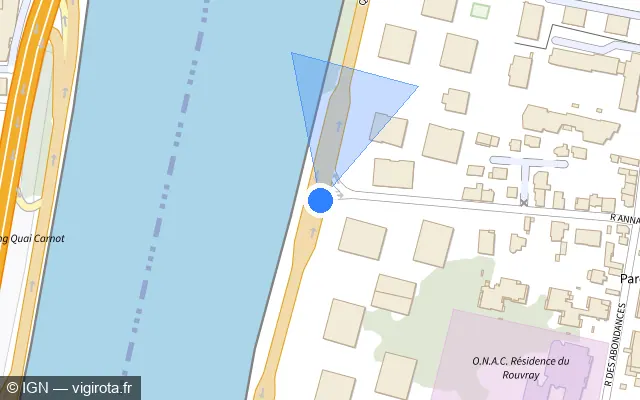 Vue plan de l'emplacement du radar fixe à Boulogne-Billancourt