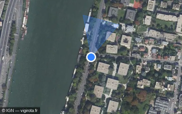 Vue satellite de l'emplacement du radar fixe à Boulogne-Billancourt