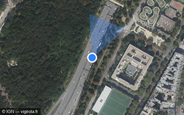 Vue satellite de l'emplacement du radar fixe à Neuilly-sur-Seine