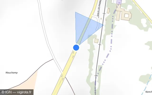 Vue plan de l'emplacement du radar fixe à Montain
