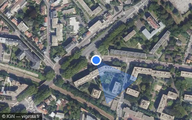 Vue satellite de l'emplacement du radar fixe à Viroflay