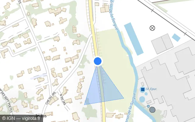 Vue plan de l'emplacement du radar fixe à Châteauneuf-de-Gadagne