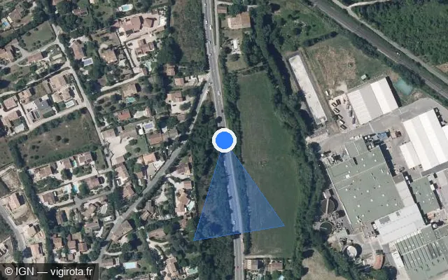 Vue satellite de l'emplacement du radar fixe à Châteauneuf-de-Gadagne