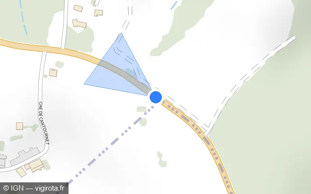 Vue plan de l'emplacement du radar fixe à Prunet