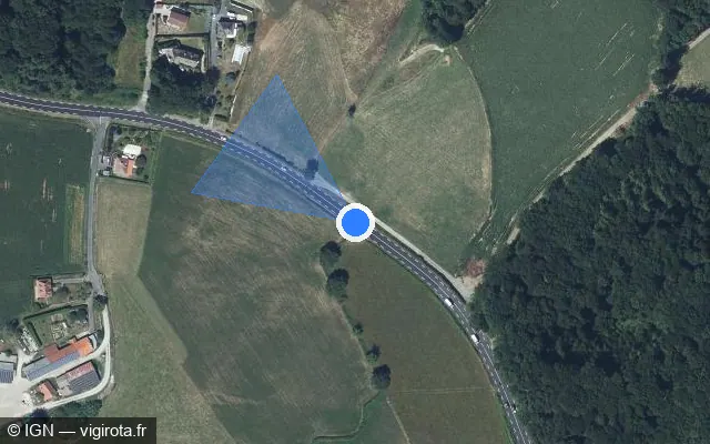 Vue satellite de l'emplacement du radar fixe à Prunet