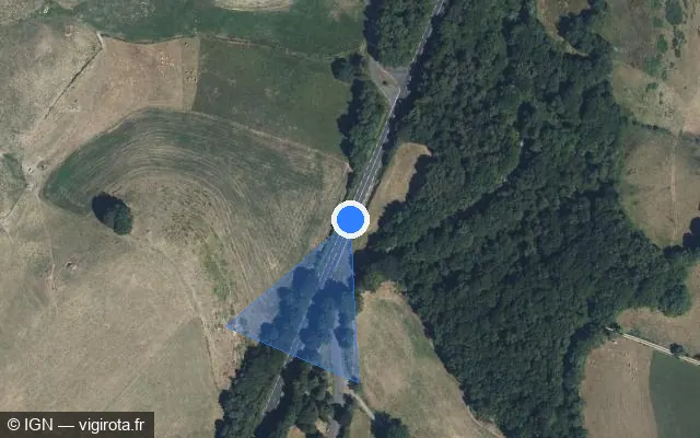 Vue satellite de l'emplacement du radar fixe à Saint-Mamet-la-Salvetat