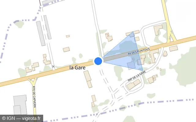 Vue plan de l'emplacement du radar fixe à Miélan