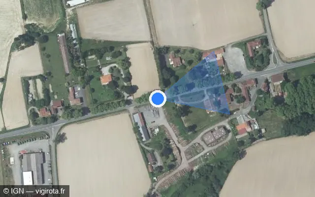 Vue satellite de l'emplacement du radar fixe à Miélan