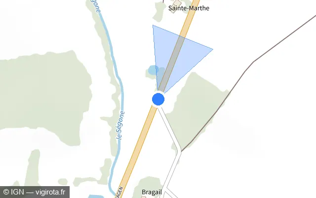 Vue plan de l'emplacement du radar fixe à Ligardes
