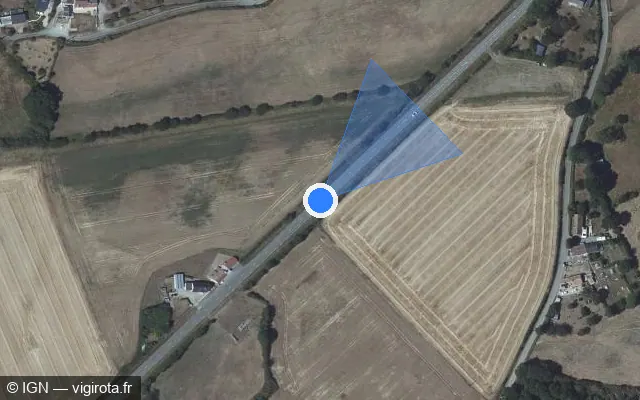Vue satellite de l'emplacement du radar fixe à Montreuil-le-Chétif