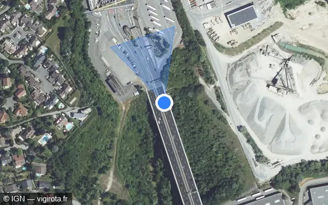 Vue satellite de l'emplacement du radar fixe à Saint-Julien-en-Genevois