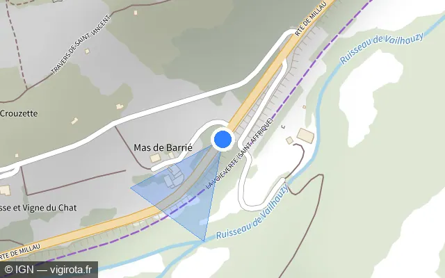 Vue plan de l'emplacement du radar fixe à Saint-Jean-d'Alcapiès