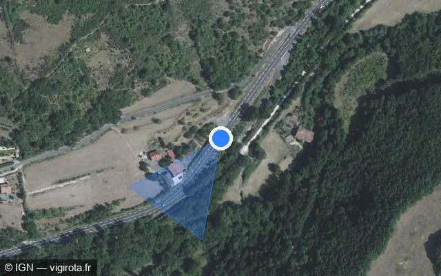 Vue satellite de l'emplacement du radar fixe à Saint-Jean-d'Alcapiès