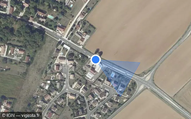 Vue satellite de l'emplacement du radar fixe à Longeault-Pluvault