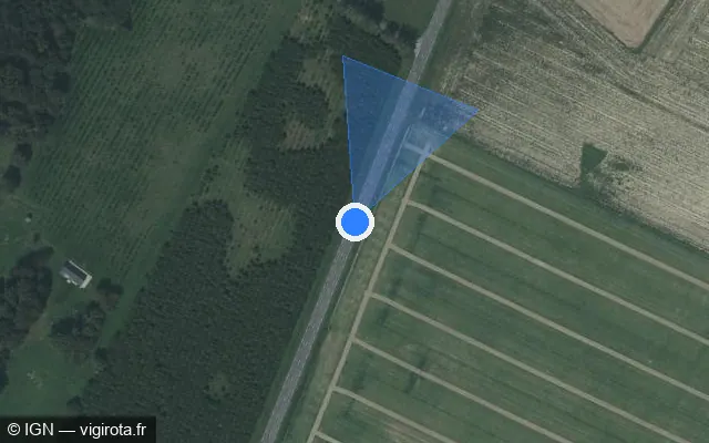 Vue satellite de l'emplacement du radar fixe à Caorches-Saint-Nicolas